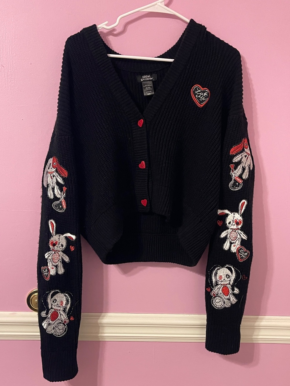 Alice in wonderland Lolita goth knit cardigan sweater gothic rabbit